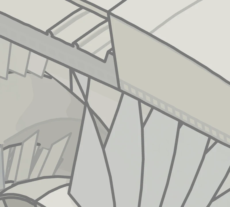 The fan in round two, blades folding into slivers near the cut.